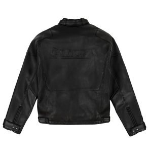 Men’s Avirex Black Out Leather Racing Biker Jacket - Back