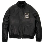 Mens Avirex Leather Track Jacket - Front