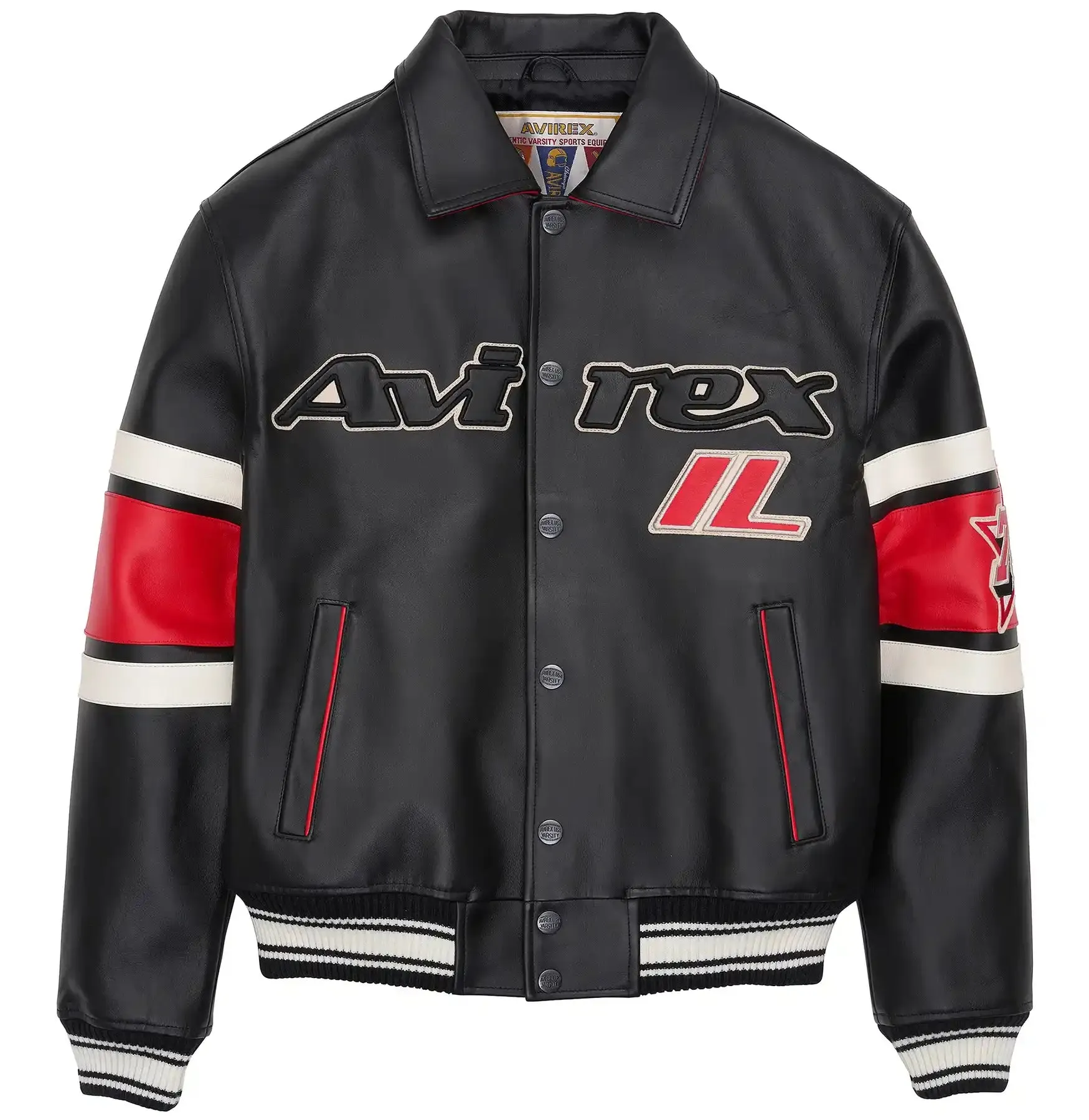 Men's Avirex Limited Edition Chicago Black Leather Jacket - Front