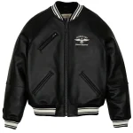 Mens Avirex Stadium Black Leather Jacket - Front