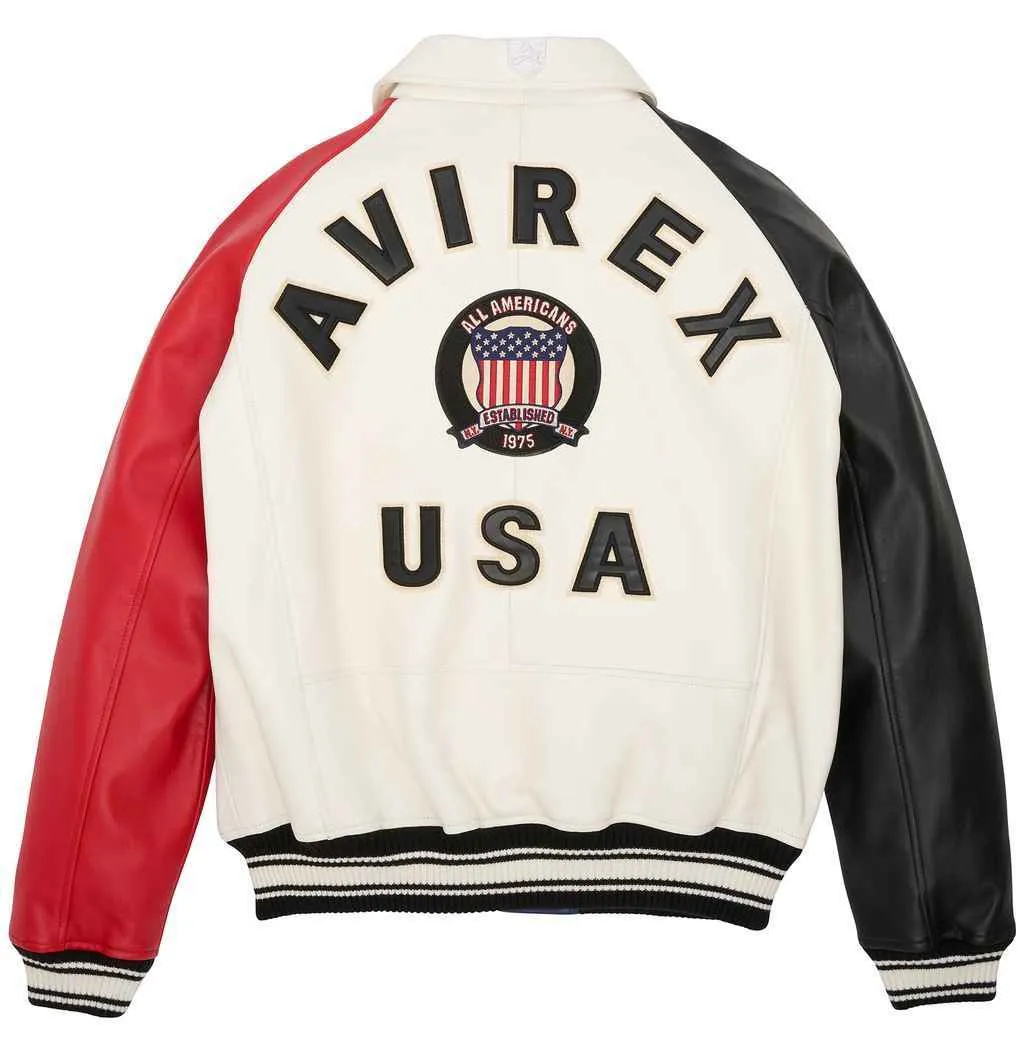 Mens Avirex USA Icon Leather Jacket - Back