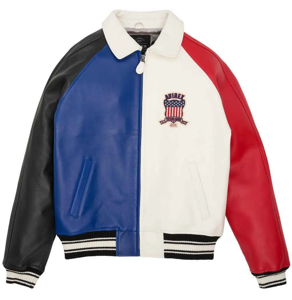 Mens Avirex USA Icon Leather Jacket - Front