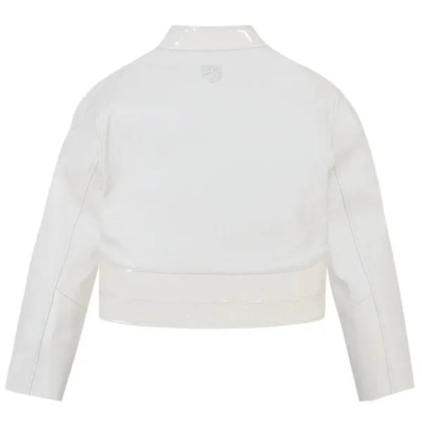 Cropped Patent Leather Moto Jacket - Back