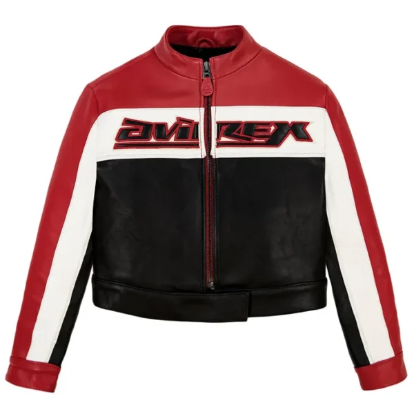 Women's Avirex CROPPED COLORBLOCK MOTO JACKET - Front
