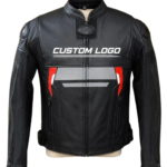 Men’s Black Motorcycle Racing Jacket with CE Protective Armor