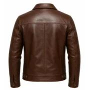 Men’s Brown Genuine Leather Vintage Biker Jacket - Image 2