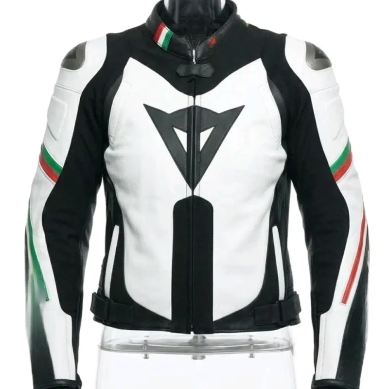 Men’s Motorcycle Racing Leather Jacket with Protective Armor